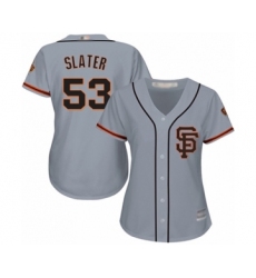 Women's San Francisco Giants #53 Austin Slater Authentic Grey Road 2 Cool Base Baseball Player Jersey