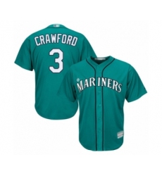 Youth Seattle Mariners #3 J.P. Crawford Authentic Teal Green Alternate Cool Base Baseball Player Jersey