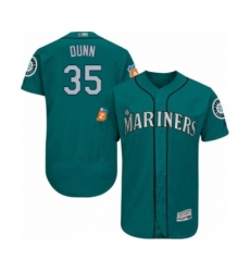 Men's Seattle Mariners #35 Justin Dunn Teal Green Alternate Flex Base Authentic Collection Baseball Player Jersey