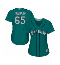 Women's Seattle Mariners #65 Brandon Brennan Authentic Teal Green Alternate Cool Base Baseball Player Jersey