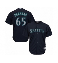 Youth Seattle Mariners #65 Brandon Brennan Authentic Navy Blue Alternate 2 Cool Base Baseball Player Jersey