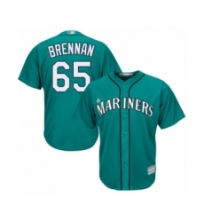 Youth Seattle Mariners #65 Brandon Brennan Authentic Teal Green Alternate Cool Base Baseball Player Jersey
