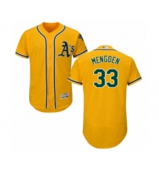 Men's Oakland Athletics #33 Daniel Mengden Gold Alternate Flex Base Authentic Collection Baseball Player Jersey