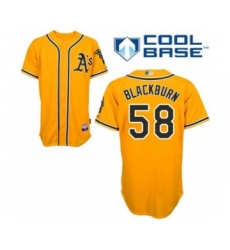 Youth Oakland Athletics #58 Paul Blackburn Authentic Gold Alternate 2 Cool Base Baseball Player Jersey