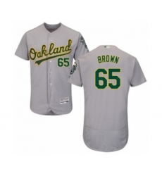 Men's Oakland Athletics #65 Seth Brown Grey Road Flex Base Authentic Collection Baseball Player Jersey