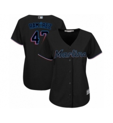 Women's Miami Marlins #47 Harold Ramirez Authentic Black Alternate 2 Cool Base Baseball Player Jersey