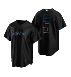 Men's Nike Miami Marlins #5 Jon Berti Black Alternate Stitched Baseball Jersey