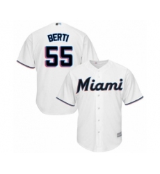 Youth Miami Marlins #55 Jon Berti Authentic White Home Cool Base Baseball Player Jersey