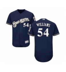 Men's Milwaukee Brewers #54 Taylor Williams Navy Blue Alternate Flex Base Authentic Collection Baseball Player Jersey
