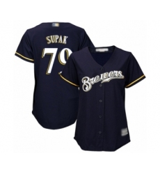 Women's Milwaukee Brewers #79 Trey Supak Authentic Navy Blue Alternate Cool Base Baseball Player Jersey