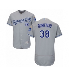 Men's Kansas City Royals #38 Jorge Bonifacio Grey Road Flex Base Authentic Collection Baseball Player Jersey