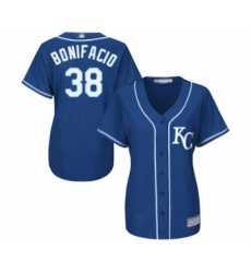 Women's Kansas City Royals #38 Jorge Bonifacio Authentic Blue Alternate 2 Cool Base Baseball Player Jersey