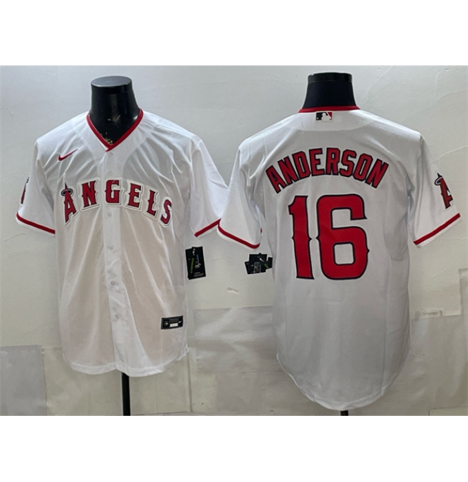 Men's Los Angeles Angels #16 Garret Anderson White Stitched Baseball Jersey