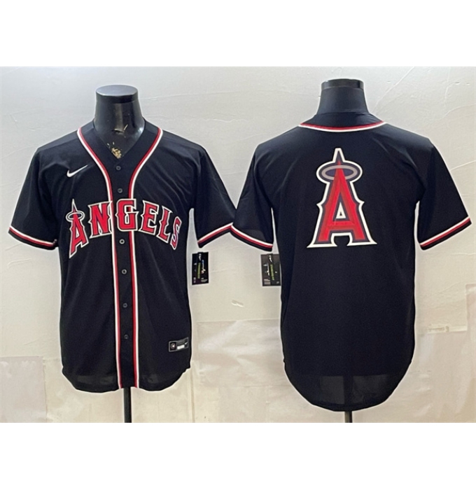 Men's Los Angeles Angels Team Big Logo 2026 Fashion Replica Black Out Stitched Baseball Jersey