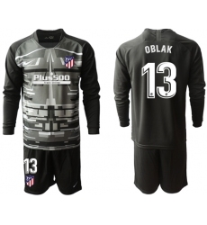 Atletico Madrid #13 Oblak Black Goalkeeper Long Sleeves Soccer Club Jersey