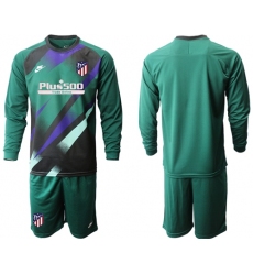 Atletico Madrid Blank Green Goalkeeper Long Sleeves Soccer Club Jersey