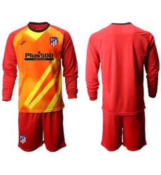 Atletico Madrid Blank Red Goalkeeper Long Sleeves Soccer Club Jersey