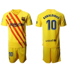 Barcelona #10 Ronaldinho Yellow Soccer Club Jersey