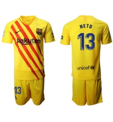 Barcelona #13 Neto Yellow Soccer Club Jersey
