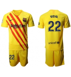 Barcelona #22 Vidal Yellow Soccer Club Jersey