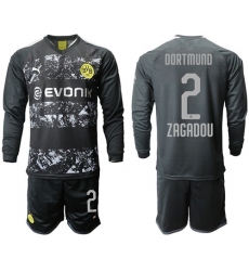 Dortmund #2 Zagadou Away Long Sleeves Soccer Club Jersey