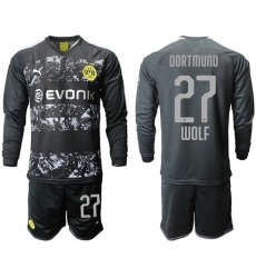 Dortmund #27 Wolf Away Long Sleeves Soccer Club Jersey