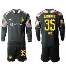 Dortmund #35 Hitz Black Goalkeeper Long Sleeves Soccer Club Jersey