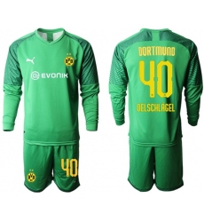 Dortmund #40 Oelschlagel Green Goalkeeper Long Sleeves Soccer Club Jersey