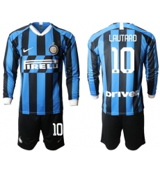 Inter Milan #10 Lautaro Home Long Sleeves Soccer Club Jersey