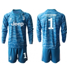 Juventus #1 Szczesny Blue Goalkeeper Long Sleeves Soccer Club Jersey
