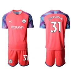 Manchester City #31 Ederson M. Pink Goalkeeper Soccer Club Jersey