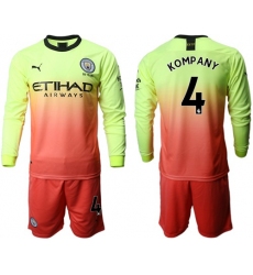 Manchester City #4 Kompany Third Long Sleeves Soccer Club Jersey