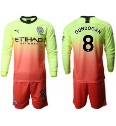 Manchester City #8 Gundogan Third Long Sleeves Soccer Club Jersey