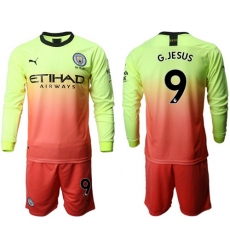 Manchester City #9 G.Jesus Third Long Sleeves Soccer Club Jersey