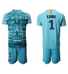 Paris Saint-Germain #1 K.Navas Light Blue Goalkeeper Soccer Club Jersey