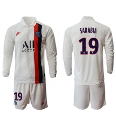 Paris Saint-Germain #19 Sarabia Away Long Sleeves Soccer Club Jersey