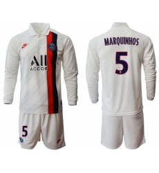 Paris Saint-Germain #5 Marquinhos Away Long Sleeves Soccer Club Jersey