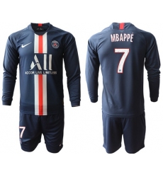Paris Saint-Germain #7 Mbappe Home Long Sleeves Soccer Club Jersey