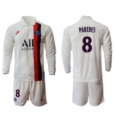 Paris Saint-Germain #8 Paredes Away Long Sleeves Soccer Club Jersey