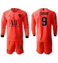 Paris Saint-Germain #9 Cavani Red Jordan Long Sleeves Soccer Club Jersey
