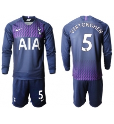Tottenham Hotspur #5 Vertonghen Away Long Sleeves Soccer Club Jersey