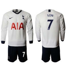 Tottenham Hotspur #7 Son Home Long Sleeves Soccer Club Jersey