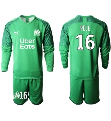 Marseille #16 Pele Green Goalkeeper Long Sleeves Soccer Club Jersey