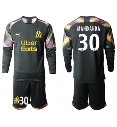 Marseille #30 Mandanda Black Goalkeeper Long Sleeves Soccer Club Jersey