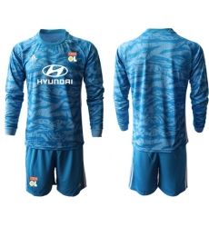 Lyon Blank Blue Goalkeeper Long Sleeves Soccer Club Jersey