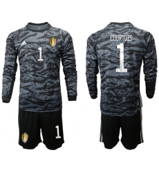 Belgium #1 Courtois Black Long Sleeves Goalkeeper Soccer Country Jersey