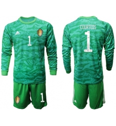 Belgium #1 Courtois Green Long Sleeves Goalkeeper Soccer Country Jersey
