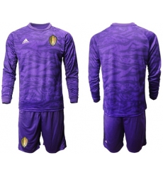 Belgium Blank Purple Long Sleeves Goalkeeper Soccer Country Jersey
