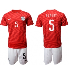 Egypt #5 Elneny Red Home Soccer Country Jersey