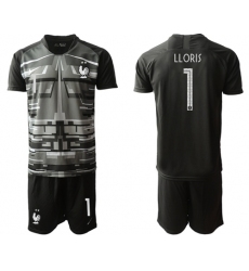 France #1 LLORIS Black Goalkeeper Soccer Country Jersey